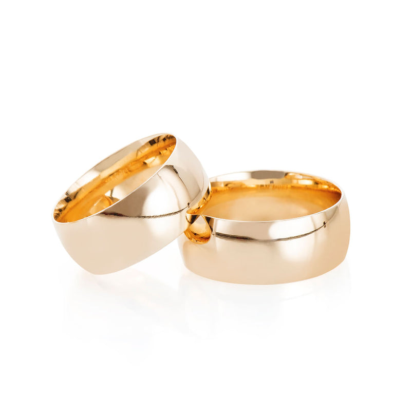 Par de Alianças de Casamento Ouro 18K Anatômico 8,0mm