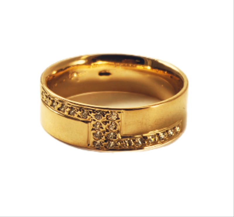 Aliança em Ouro 18k Clássica Reta Anatômica 6,00mm com 20 Brilhantes