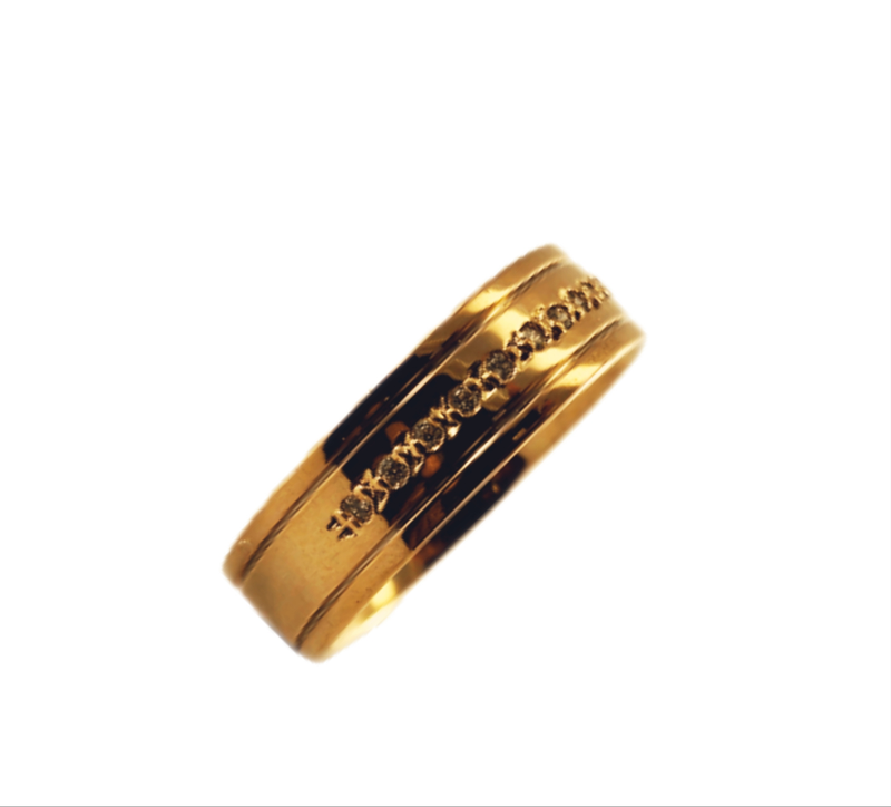 Aliança em Ouro 18k Clássica Anatômica 6,20mm com 10 Brilhantes