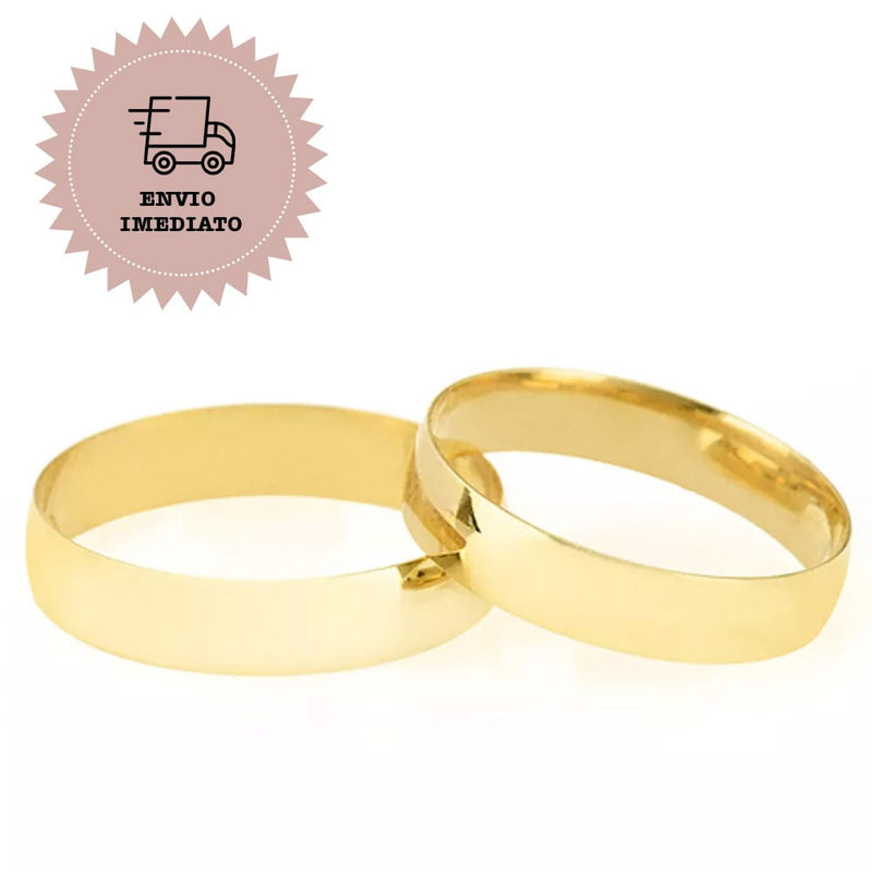 Par de Alianças de Casamento em Ouro 18k com 4,0mm