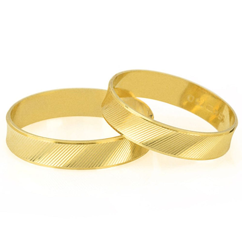 Par de Aliança de Casamento em Ouro 18K Frisada de 4,0mm