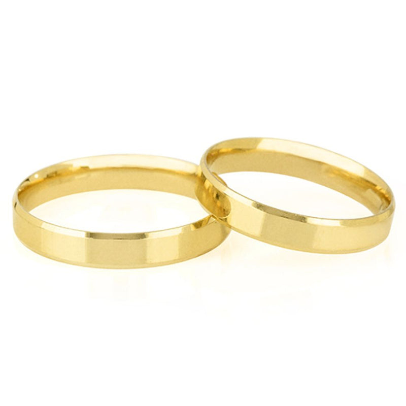 Par de Alianças de Casamento em Ouro 18K 3,5mm Chanfrada