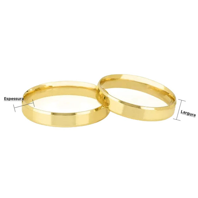 Par de Alianças de Casamento em Ouro 18K 3,5mm Chanfrada