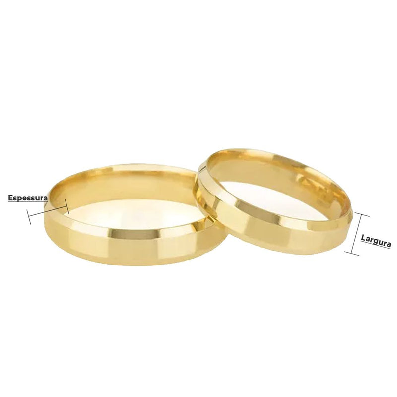 Par de Alianças de Casamento de Ouro 18K 4,5mm Chanfrada